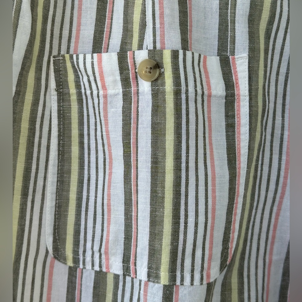 Liz Claiborne Linen Cotton Burnt Olive Stripe Capris Pants XL NWT - Picture 7 of 10